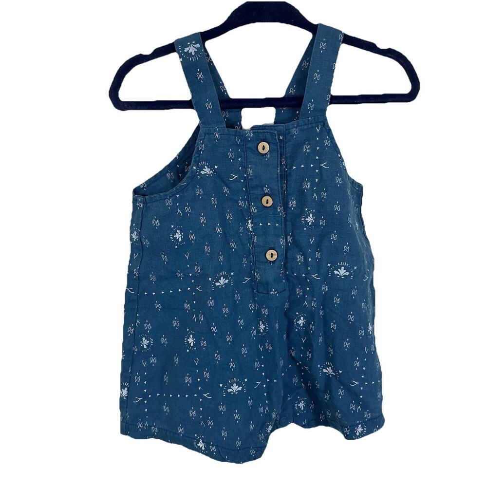 Fin & Vince Linen Blend Romper Infant Baby 0-3 Months Blue